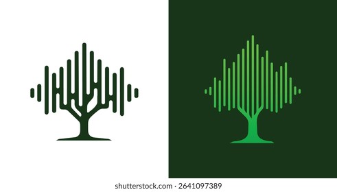 Soundwave Tree Logo Modern Audio Visualization Icon