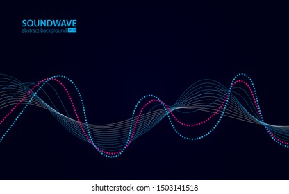 Soundwave vector abstract background. Music radio wave. Sign of audio digital record, vibration, pulse and music soundtrack.
