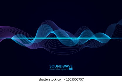 Soundwave Vector Abstract Background. Music Radio Wave. Sign Of Audio Digital Record, Vibration, Pulse And Music Soundtrack.