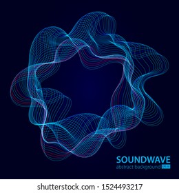 Soundwave Vector Abstract Background. Music Radio Wave. Sign Of Audio Digital Record, Vibration, Pulse And Music Soundtrack