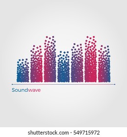 Soundwave vector illustration concept. Equalizer formed by small particles. Simple, but original. Isolated on white background.