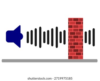 Vibración de ondas sonoras sin explicación de aislamiento acústico. Elemento de propósito educativo Arte de Clip. Aprendizaje físico