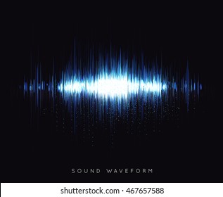 Soundwave waveform vector illustration on black background