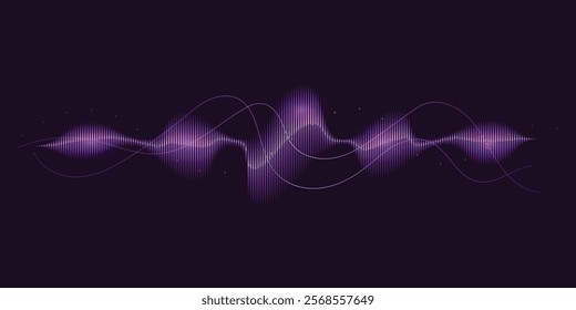 Soundwave wavy line abstract background flowing digital technology audio music sound vibration spectrum  signal vector illustration