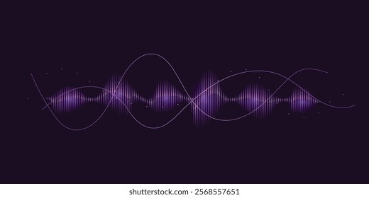 Soundwave wavy line abstract background flowing digital technology audio music sound vibration spectrum  signal vector illustration