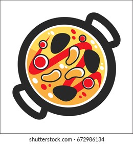 Sopa en la parte superior de la olla negra ilustración vectorial gráfica