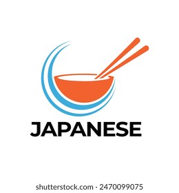 Soup bowl and Chopsticks Asian Food Symbol for Restaurant logo design Vector illustration