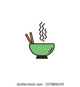 Soup Bowl Colored Vector Icon 