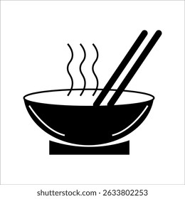 Soup bowl cutlery outline vector icon for food apps and websites. Flat style bowl icon in black line art.