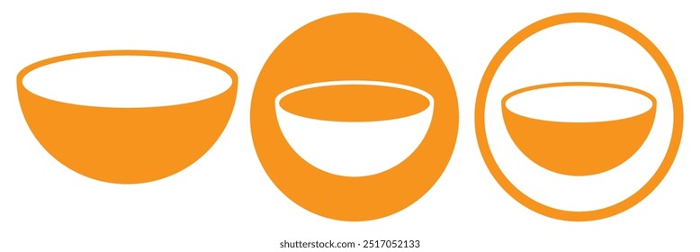 Soup bowl dishware vector icon for food apps and websites. Empty bowl icon set on white background.