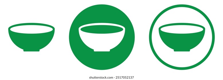 Soup bowl dishware vector icon for food apps and websites. Empty bowl icon set on white background.