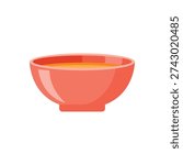 Soup bowl flat vector illustration on white backdrop