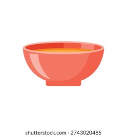 Soup bowl flat vector illustration on white backdrop