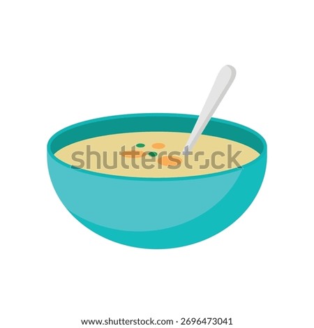 Soup bowl flat vector illustration on white background