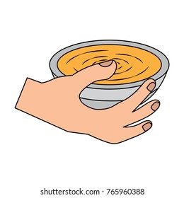 soup bowl hand holding  food icon image 