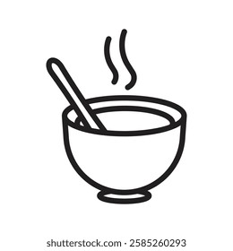 Soup Bowl Icon Isolated flat vector in outline