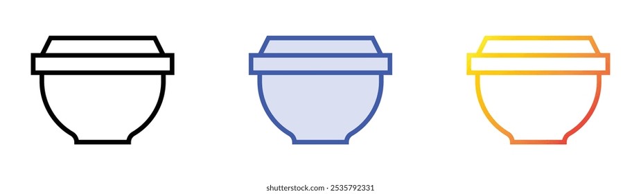 soup bowl icon. Linear, Blue Fill and Gradient Style Design Isolated On White Background