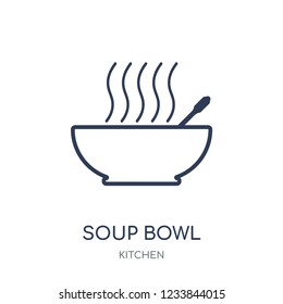 soup bowl icon. soup bowl linear symbol design from Kitchen collection. Simple outline element vector illustration on white background