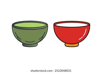 Soup bowl icon set - Cartoon style bowl clipart vector illustration for creative projects, menus, and more