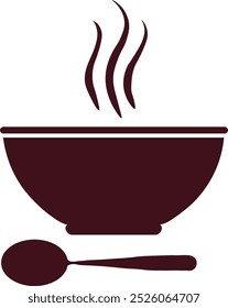 A soup bowl icon is a simple, clean design featuring a rounded bowl filled with soup