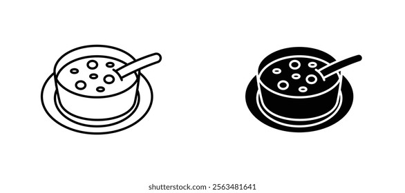 Soup bowl icons in outline and fill. vector illustration for ui.