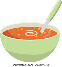 Soup-Schüssel, Illustration, Vektorgrafik auf weißem Hintergrund.