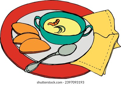 Soup in a bowl isolated on white background in EPS10