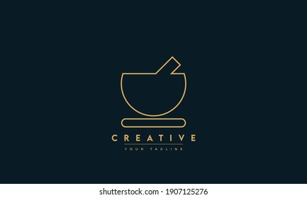 Soup Bowl line logo icon vector.