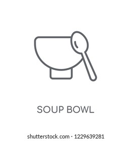 soup bowl linear icon. Modern outline soup bowl logo concept on white background from kitchen collection. Suitable for use on web apps, mobile apps and print media.