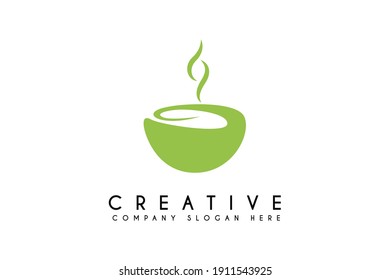 soup bowl logo design vector illustration. Bowl food and drink logos template design