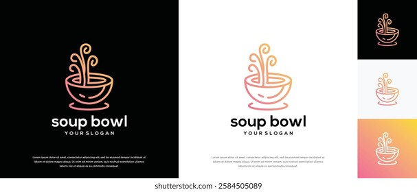 Soup bowl logo design vector concept. Food bowl logo icon. logo for food restaurant