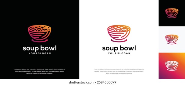 Soup bowl logo design vector concept. Food bowl logo icon. logo for food restaurant