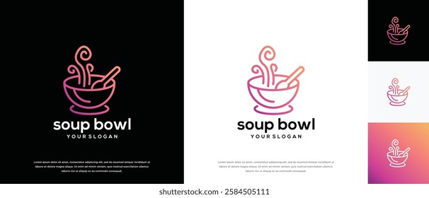 Soup bowl logo design vector concept. Food bowl logo icon. logo for food restaurant