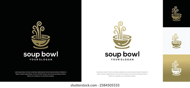 Soup bowl logo design vector concept. Food bowl logo icon. logo for food restaurant