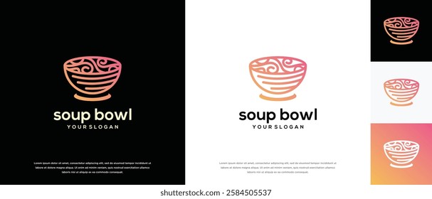 Soup bowl logo design vector concept. Food bowl logo icon. logo for food restaurant