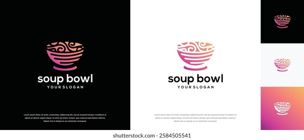 Soup bowl logo design vector concept. Food bowl logo icon. logo for food restaurant