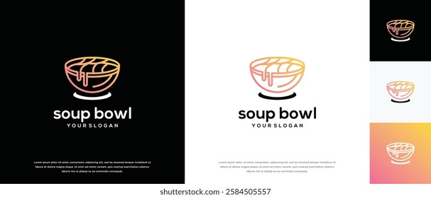 Soup bowl logo design vector concept. Food bowl logo icon. logo for food restaurant