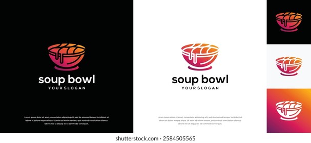 Soup bowl logo design vector concept. Food bowl logo icon. logo for food restaurant