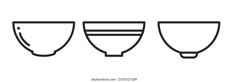 soup bowl meal vector icon set