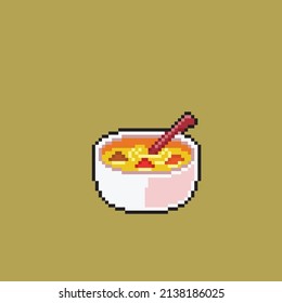 soup in the bowl with pixel style