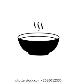 Soup bowl silhouette icon vector flat design.