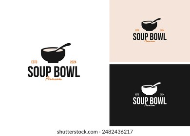 Soup bowl with spoon logo design vector illustration template idea