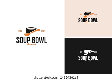 Soup bowl with spoon logo design vector illustration template idea