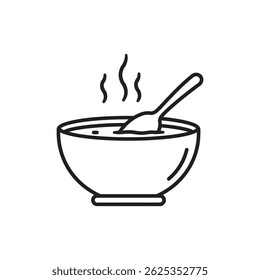 Soup Bowl with Spoon and Steam Lines Icon for Food and Dining