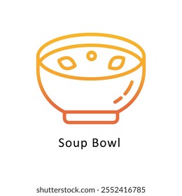 Soup Bowl Vector Gradient outline Icon. Eps10 File