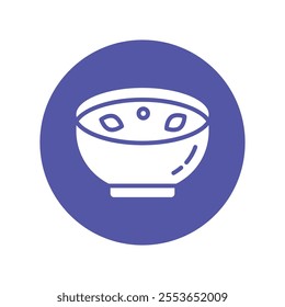 Soup Bowl vector gylph Circle Icon. Eps 10 file