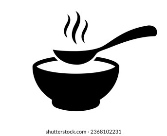 Soup bowl vector icon isolated on white background, dinner pictogram, flat illustration of hot spicy meal.