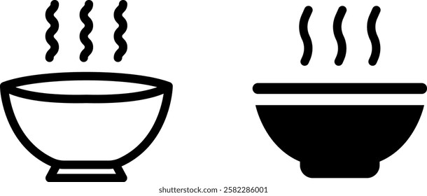 Soup Bowl Vector Icon Set – Delicious and Comforting Meal Designs