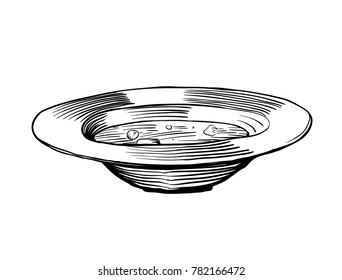 Soup bowl in vector line art