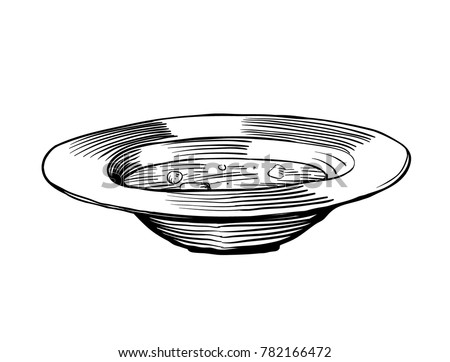 Soup bowl in vector line art